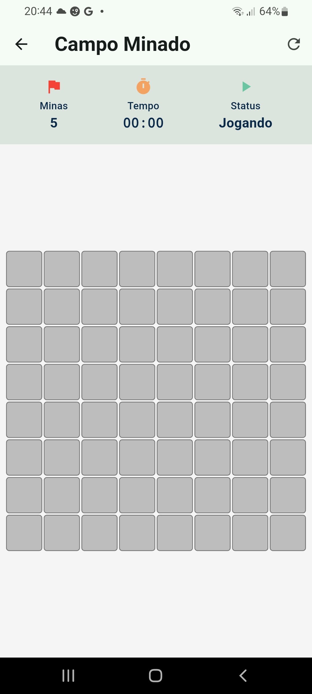 Mockup do tabuleiro 8 por 8